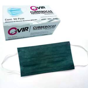 Cubrebocas verde militar – caja 50 pzs.